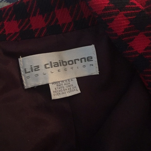LIZ CLAIBORNE 100% wool navy/red blazer - Picture 3 of 3